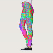 Trippy Retro Vibrant Neon Rainbow Fractal Art Leggings (Links)