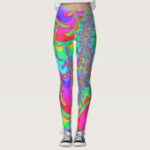 Trippy Retro Vibrant Neon Rainbow Fractal Art Leggings (Voorkant)