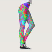 Trippy Retro Vibrant Neon Rainbow Fractal Art Leggings (Rechts)