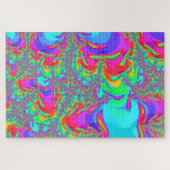 Trippy Retro Vibrant Neon Rainbow Fractal Art Legpuzzel (Horizontaal)