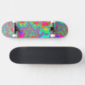 Trippy Retro Vibrant Neon Rainbow Fractal Art Persoonlijk Skateboard (Horizontaal)