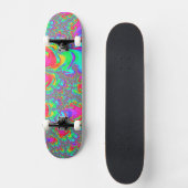 Trippy Retro Vibrant Neon Rainbow Fractal Art Persoonlijk Skateboard (Voorkant)