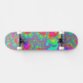 Trippy Retro Vibrant Neon Rainbow Fractal Art Persoonlijk Skateboard (Horizontaal)