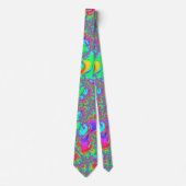 Trippy Retro Vibrant Neon Rainbow Fractal Art Stropdas (Voorkant)