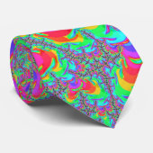 Trippy Retro Vibrant Neon Rainbow Fractal Art Stropdas (Opgerold)