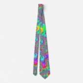 Trippy Retro Vibrant Neon Rainbow Fractal Art Stropdas (Achterkant)