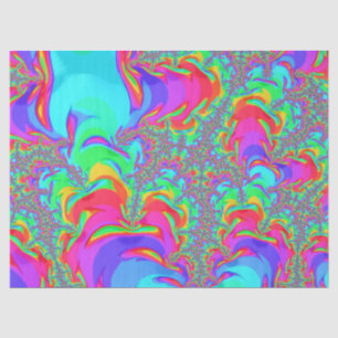 Trippy Retro Vibrant Neon Rainbow Fractal Art Tissuepapier