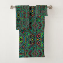 Trippy Retro Zwart en Limegroen Abstract Patroon