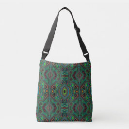 Trippy Retro Zwart en Limegroen Abstract Patroon Crossbody Tas
