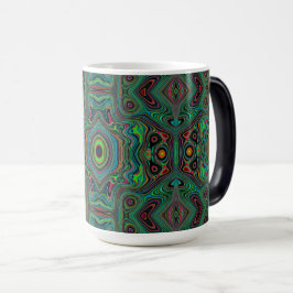 Trippy Retro Zwart en Limegroen Abstract Patroon Magische Mok