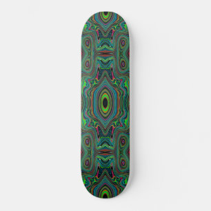 Trippy Retro Zwart en Limegroen Abstract Patroon Persoonlijk Skateboard