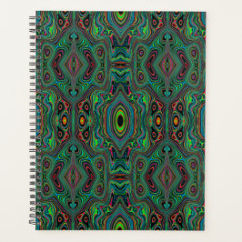 Trippy Retro Zwart en Limegroen Abstract Patroon Planner