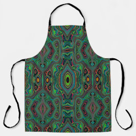 Trippy Retro Zwart en Limegroen Abstract Patroon Schort