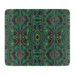 Trippy Retro Zwart en Limegroen Abstract Patroon Snijplank