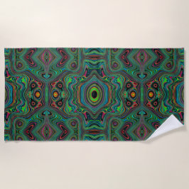 Trippy Retro Zwart en Limegroen Abstract Patroon Strandlaken