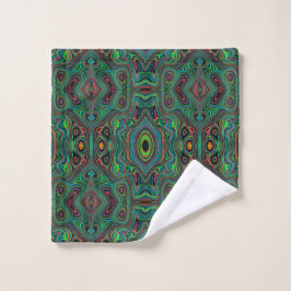 Trippy Retro Zwart en Limegroen Abstract Patroon Washandje