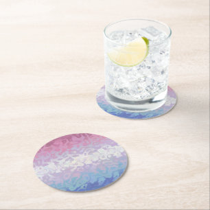 Trippy Ripply Groovy Excentrieke Bigender Pride Vl Ronde Kartonnen Onderzetter