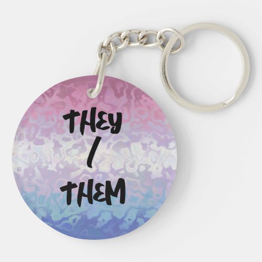 Trippy Ripply Groovy Excentrieke Bigender Pride Vl Sleutelhanger (Achterkant)