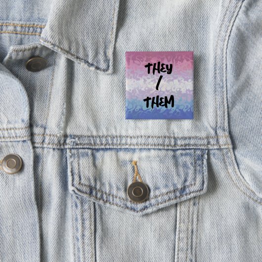 Trippy Rippy Groovy Excentrieke Bigender Pride Vla Vierkante Button 5,1 Cm (In situ)