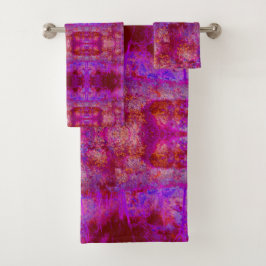 Trippy Rode en Magenta Impressionistisch Landschap Bad Handdoek