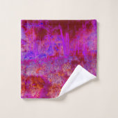 Trippy Rode en Magenta Impressionistisch Landschap Bad Handdoek (Wasdoekje)