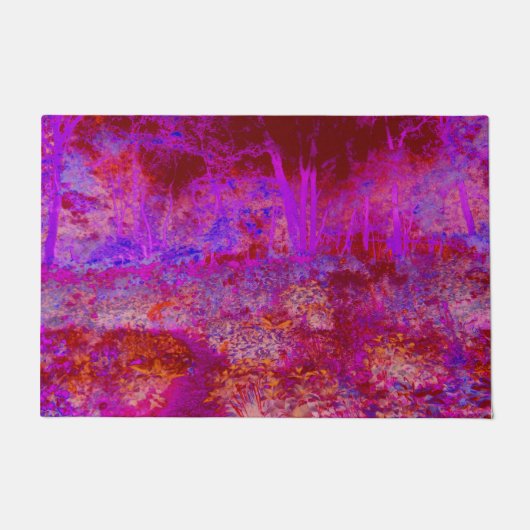 Trippy Rode en Magenta Impressionistisch Landschap Deurmat (Voorkant)