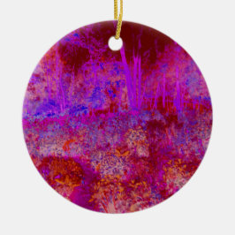 Trippy Rode en Magenta Impressionistisch Landschap Keramisch Ornament