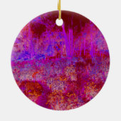 Trippy Rode en Magenta Impressionistisch Landschap Keramisch Ornament (Achterkant)
