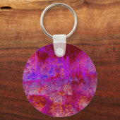 Trippy Rode en Magenta Impressionistisch Landschap Sleutelhanger (Voorkant)