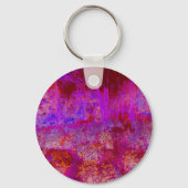 Trippy Rode en Magenta Impressionistisch Landschap Sleutelhanger (Achterkant)