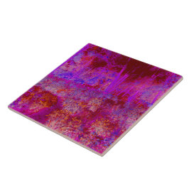 Trippy Rode en Magenta Impressionistisch Landschap Tegeltje
