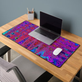 Trippy Rode en Paarse Abstracte Retro Atoomgolven Bureaumat
