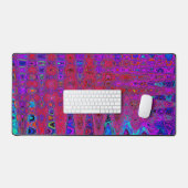 Trippy Rode en Paarse Abstracte Retro Atoomgolven Bureaumat (Keyboard & Muis)