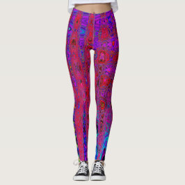 Trippy Rode en Paarse Abstracte Retro Atoomgolven Leggings