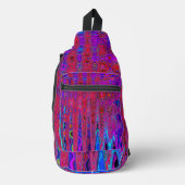 Trippy Rode en Paarse Abstracte Retro Atoomgolven Sling Bag (Voorkant)