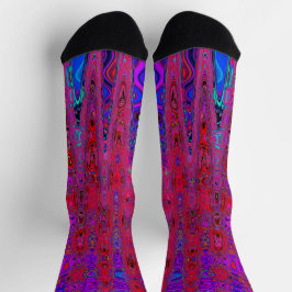 Trippy Rode en Paarse Abstracte Retro Atoomgolven Sokken