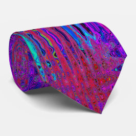 Trippy Rode en Paarse Abstracte Retro Atoomgolven Stropdas