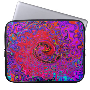 Trippy Rode en Paarse Abstracte Retro Vloeibare Dr Laptop Sleeve