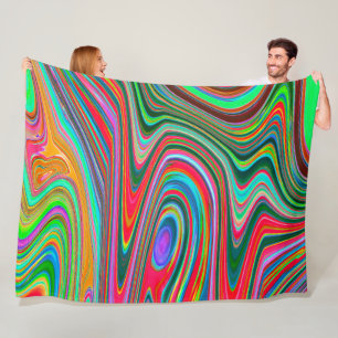 Trippy Rode, Groene en Blauwe Abstracte Groovy Kun Fleece Deken