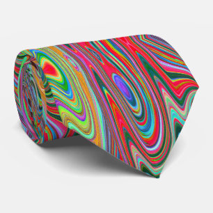 Trippy Rode, Groene en Blauwe Abstracte Groovy Kun Stropdas