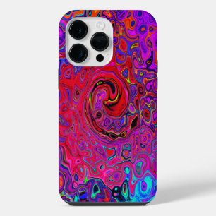 Trippy Rood en Paars Abstract Retro Vloeistof Werv iPhone 14 Pro Max Hoesje