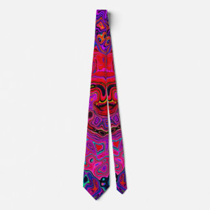 Trippy Rood en Paars Abstract Retro Vloeistof Werv Stropdas