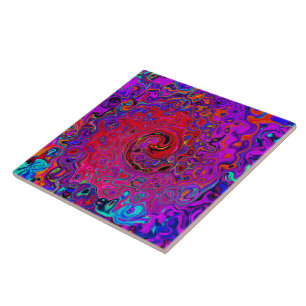 Trippy Rood en Paars Abstract Retro Vloeistof Werv Tegeltje