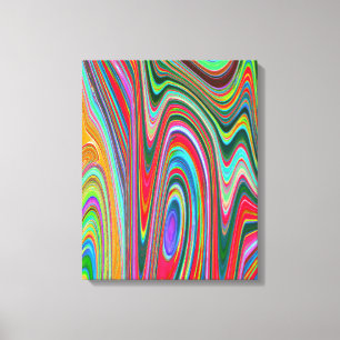Trippy Rood, Groen en Blauw Abstract Groovy Kunst Canvas Afdruk
