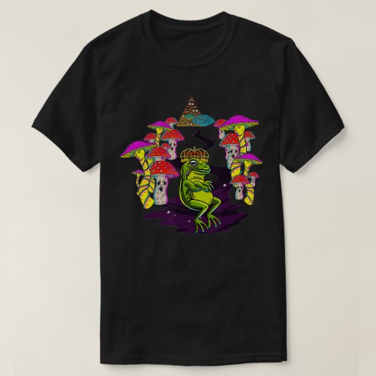 Trippy Royal King Frog Mushrooms Psychedelic Magic T-shirt (Design voorkant)