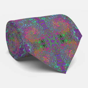 Trippy Roze Abstracte Retro Vloeibare Draaikolk Stropdas
