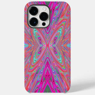 Trippy Roze, Aqua en Magenta Abstracte Vlinder iPhone 14 Pro Max Hoesje
