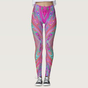 Trippy Roze, Aqua en Magenta Abstracte Vlinder Leggings