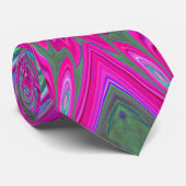 Trippy Roze, Aqua en Magenta Abstracte Vlinder Stropdas (Opgerold)