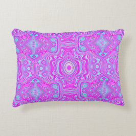Trippy Roze en Aqua Blauwe Abstracte Patroon Accent Kussen